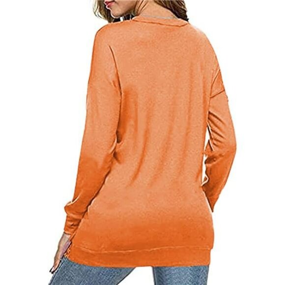 Womens Color Block Crewneck Sweatshirt Long Sleeve Pullover Fall Casual Top - Picture 2 of 5